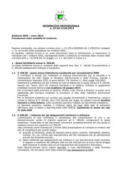 INFORMATIVA PROFESSIONALE n. 33 del 12.06.2014 Rimborsi SISS