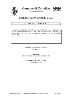 DETERMINAZIONE DIRIGENZIALE 508 Anno 2014