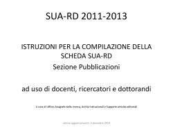 SUA-RD 2011-2013. Istruzioni per la compilazione della scheda