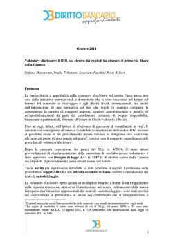 Massarotto S., Voluntary disclosure il DDL sul