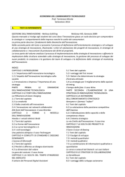 ECONOMIA DEL CAMBIAMENTO TECNOLOGICO Prof. Tommaso