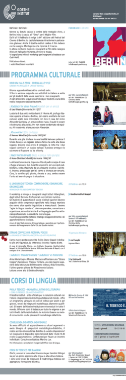 PROGRAMMA CULTURALE CORSI DI LINGUA - Goethe