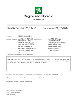 DELIBERAZIONE N° X / 2455 Seduta del 07/10/2014
