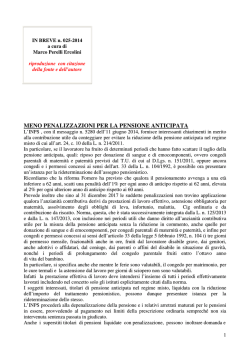 meno penalizzazioni per la pensione anticipata