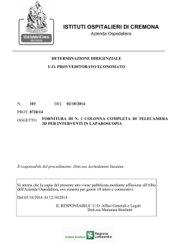 Vedi Allegato - Esito - “Istituti Ospitalieri” di Cremona