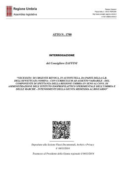 ATTO N . 1700 del Consigliere ZAFFINI