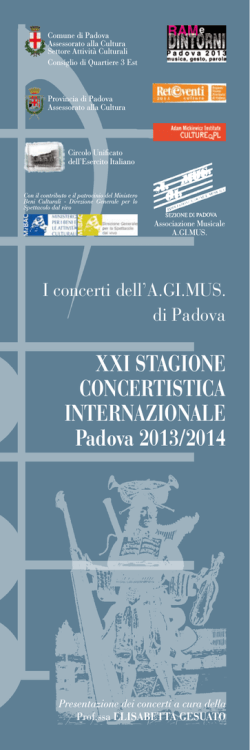 Programma di sala - A.Gi.Mus: associazione giovanile musicale