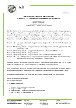 LE NOVITÀ SEGNALETICHE SULLE MATRICI DEI CONTI