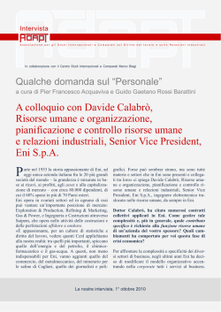 A colloquio con Davide Calabr&ograve;, Risorse umane e