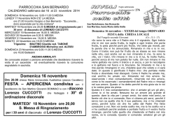 Domenica 16 novembre FESTA &ndash; APERICENA