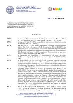 bando - Universit&agrave; degli studi di Cagliari.