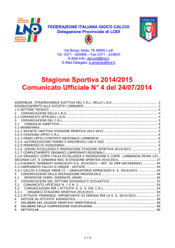 Stagione Sportiva 2014/2015 Comunicato Ufficiale N