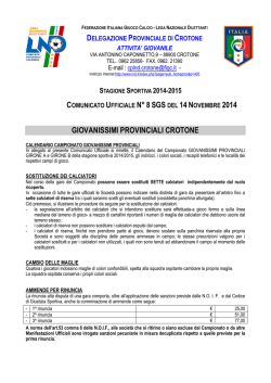 Calendario Giovanissimi provinciali 2014-2015