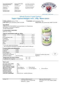 Scheda Tecnica Yogurt Vipiteno Yogurt Vipiteno