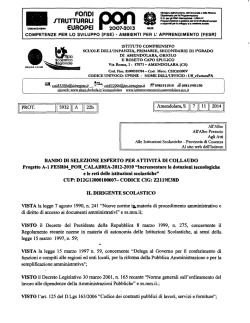 BANDO DI SELEZIONE ESPERTO PER ATTIVIT&Agrave; DI COLLAUDO