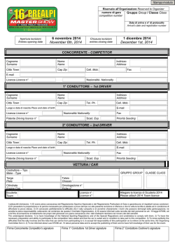 Scheda iscrizione - 16 Prealpi Master Show