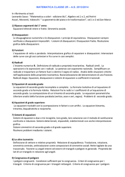 MATEMATICA CLASSE 2R &ndash; A.S. 2013/2014 In riferimento ai testi