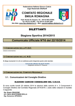 Comunicato n.16 - FIGC Comitato Regionale Emilia Romagna