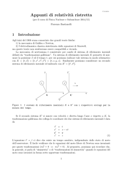 Appunti di relativit&agrave; ristretta