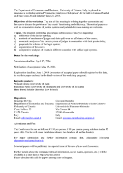 The Faculty of Law of University of Catania, Italy is pleased to