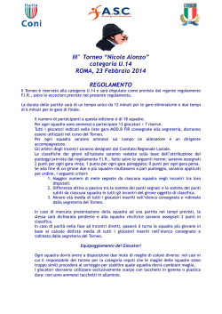 categoria U.14 ROMA, 23 Febbraio 2014 REGOLAMENTO
