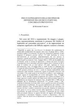 PER UN SUPERAMENTO DELLE RECIPROCHE DIFFIDENZE FRA