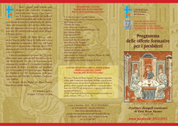 Programma delle offerte formative per i presbiteri