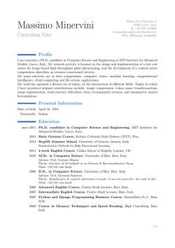 Curriculum Vitae - IMT Institute for Advanced Studies Lucca