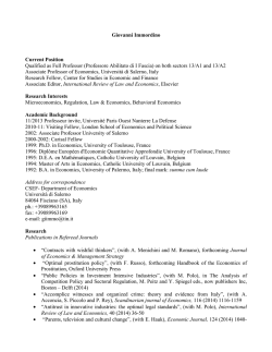 Giovanni Immordino Current Position Qualified as Full Professor