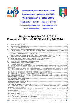 COMUNICATO n.39 del 11/04/2014