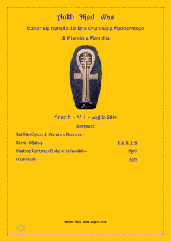 Ankh Djed Was n° 1 - Luglio 2014 - Rito Orientale e Mediterraneo di