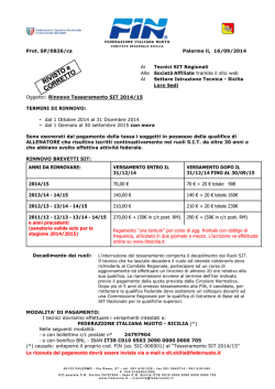 Prot. SP/0826/ca Palermo li, 16/09/2014 Ai Tecnici SIT