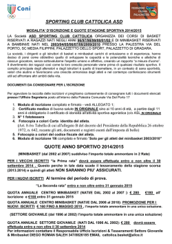 sporting club cattolica asd quote anno sportivo 2014/2015
