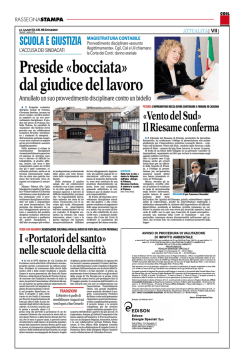 Preside &laquo;bocciata&raquo; dal giudice del lavoro