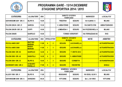 programma gare - 13/14 dicembre stagione sportiva 2014 / 2015