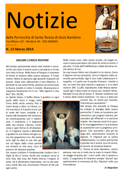 Notizie &ndash; marzo 2014 - Parrocchia Santa Teresa