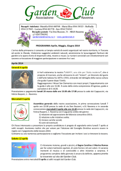 d PROGRAMMA Aprile, Maggio, Giugno 2014 Aprile
