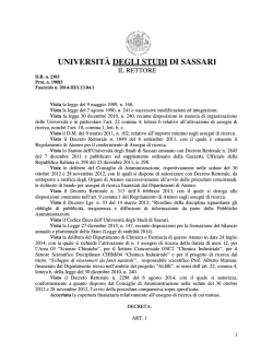 Bando - Universit&agrave; degli Studi di Sassari