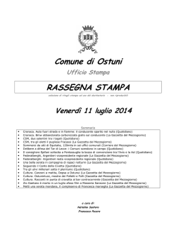 Comune di Ostuni RASSEGNA STAMPA