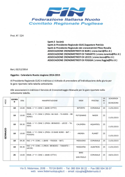 Prot. N&deg;: 524 Spett.li Societ&agrave; Spett.le Presidente Regionale GUG