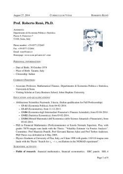 Prof. Roberto Ren`o, Ph.D. - Universit&agrave; degli Studi di Siena