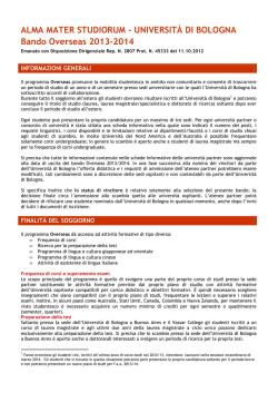 UNIVERSIT&Agrave; DI BOLOGNA Bando Overseas 2013-2014