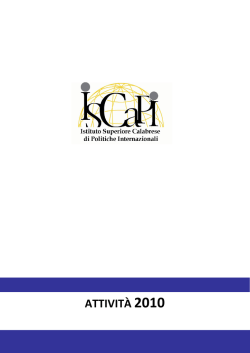 Attivit&agrave; ISCAPI 2010 - Istituto Calabrese di Politiche Internazionali