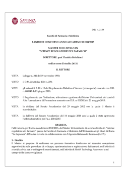 Scienze Regolatorie del Farmaco