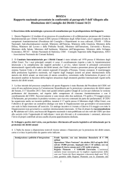 BOZZA Rapporto nazionale presentato in conformit&agrave; al paragrafo 5