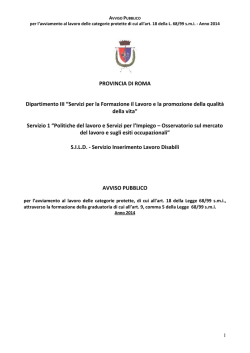PROVINCIA DI ROMA Dipartimento III &ldquo;Servizi per la