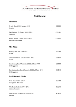 CARTA dei VINI - Ristorante Antica Biblioteca Valle