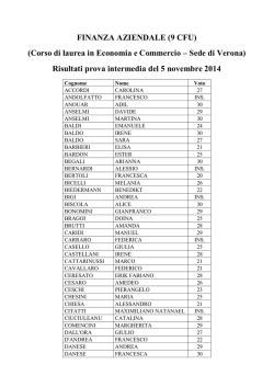 FINANZA AZIENDALE (9 CFU) (Corso di laurea in Economia e