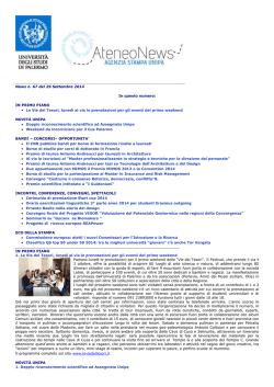 Newletter 29 Settembre 2014