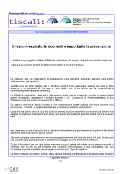 Infezioni respiratorie ricorrenti &egrave; importante la prevenzione